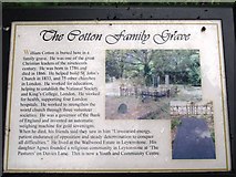 TQ3987 : The Church of St. John The Baptist, High Road Leytonstone / Church Lane, E11 - The Cotton family grave, info by Mike Quinn