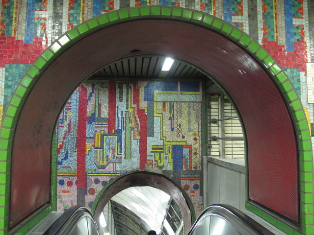 Tottenham Court Road tube station - Paolozzi mosaic, escalators (4)