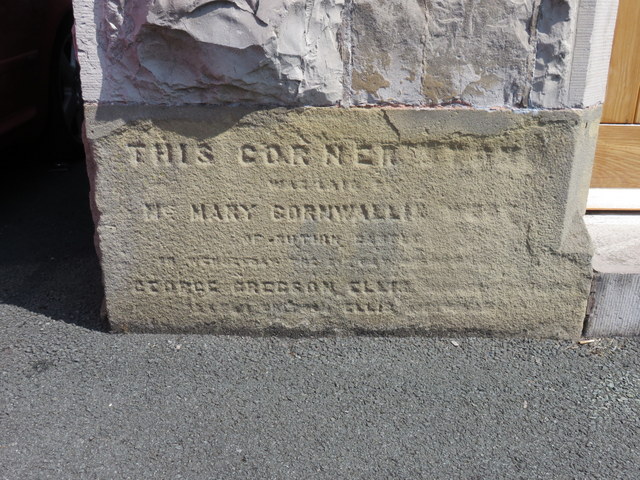 Foundation stone (left) on Ruthin Drill Hall/Youth Centre