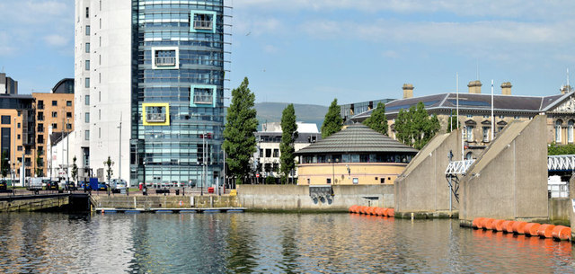 Donegall Quay and the Lagan Weir, Belfast (July 2014)