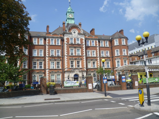 The main entrance to Hammersmith Hospital