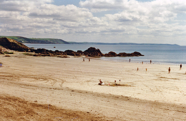 Eastward across the beach at East Looe, 1996