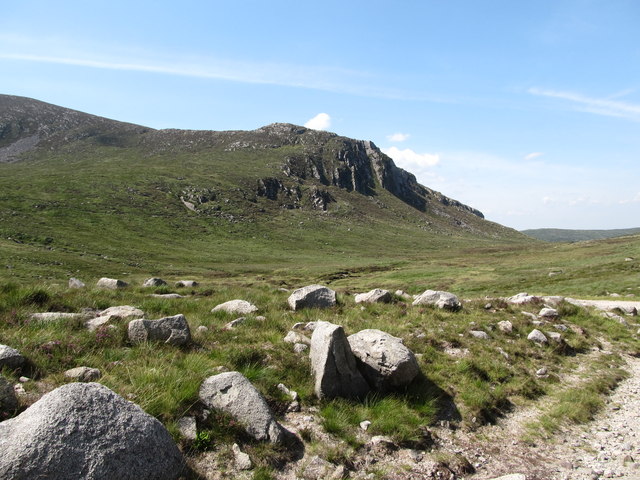 View WNW from the Trassey Track towards the Spellack Crag on Meelmore