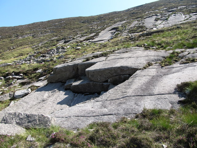 Abandoned granite slab workings on the northern slopes of Slieve Bearnagh