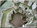 SO4108 : Raglan Castle - Looking down into the Great Tower by Rob Farrow