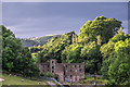 Towards the derelict Ingersley Mill and ?The Nab? hill beyond