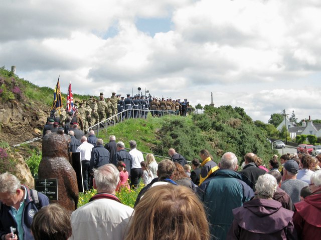 The parade approaches the War Memorial