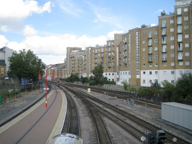 Rear of Palgrave Gardens apartments from Rossmore Road railway bridge