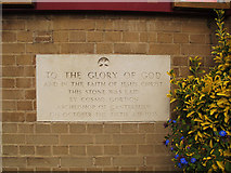 TQ3866 : St Francis church: foundation stone by Stephen Craven