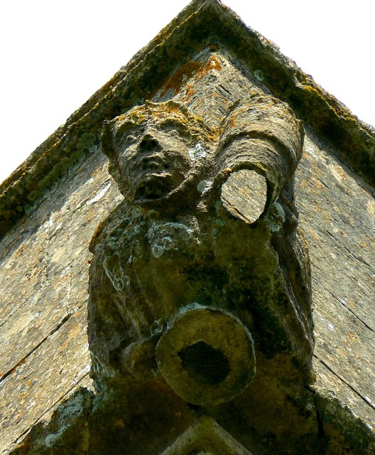 Gargoyle, south-west corner, Church of All Saints, Oaksey, Wiltshire