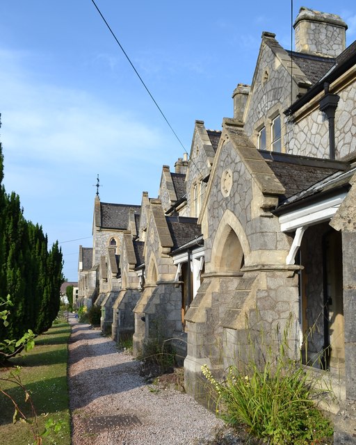 Mackrell’s Almshouses, Wolborough Street, arched entrances to houses