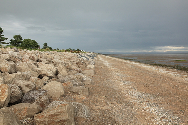 Beach and coastal defences near Rampside