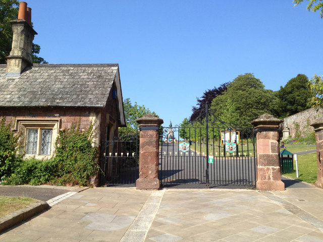 Northernhay Gardens, lodge and gates off Queen Street, Exeter