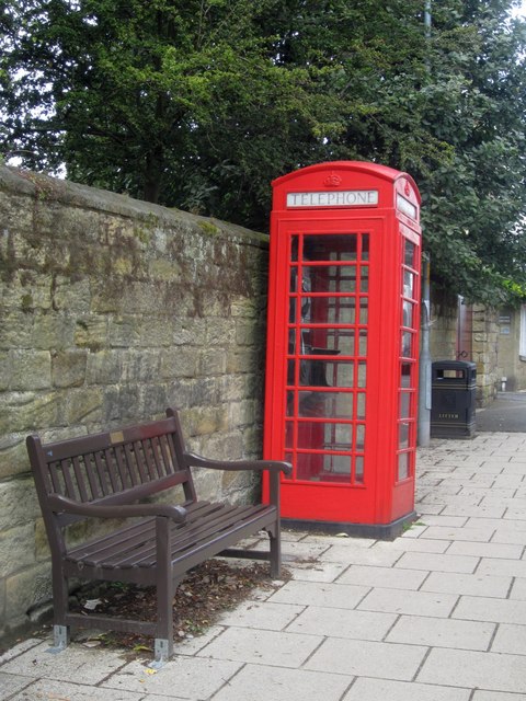 Telephone box and bench, Northumberland Street, Alnmouth