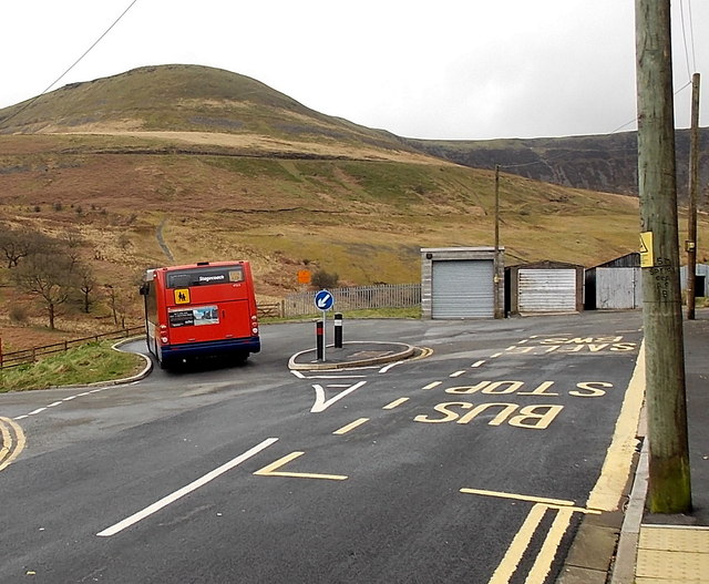 End of the road and bus route in Cwmparc
