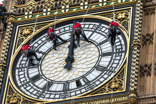 Cleaning the Clock Face, "Big Ben", Elizabeth Tower, Palace of Westminster