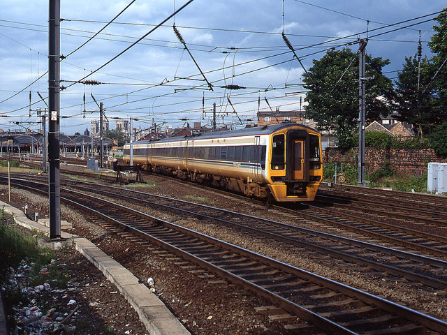 Trains leaving York - 1993 (1)