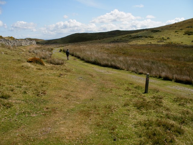 Junction of long distance paths below Moelfre