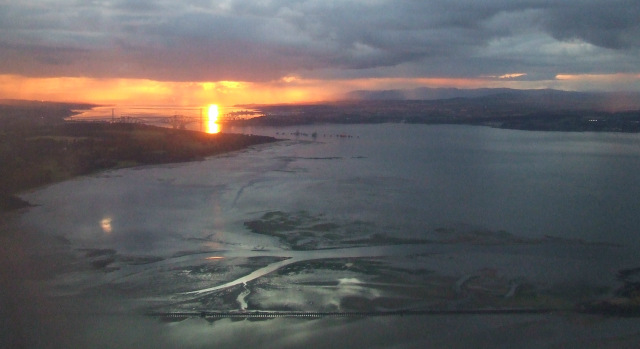 Forth sunset from the air