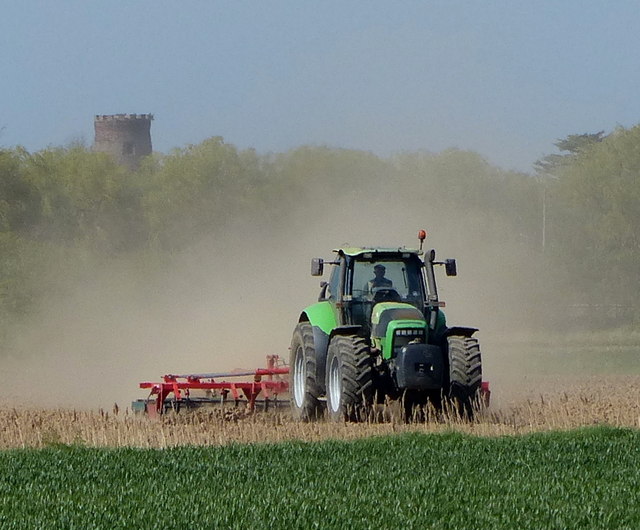 Tractor and farmland west of Pinchbeck
