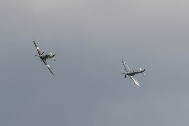 Spitfire and Hurricane at Air Show, Clacton, Essex