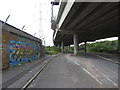 Road beneath the M4 flyover near Briton Ferry