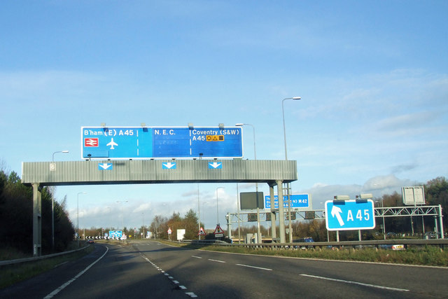M42 northbound, approaching A45 junction