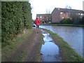 Avoiding the puddles, Grand Union Canal towpath east of Bridge 44, Myton Road