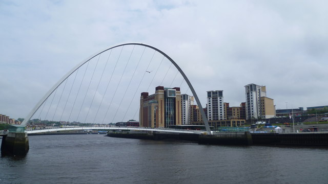 The Gateshead Millennium Bridge over the River Tyne in Newcastle