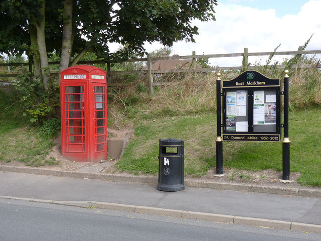 Telephone kiosk and notice board, East Markham