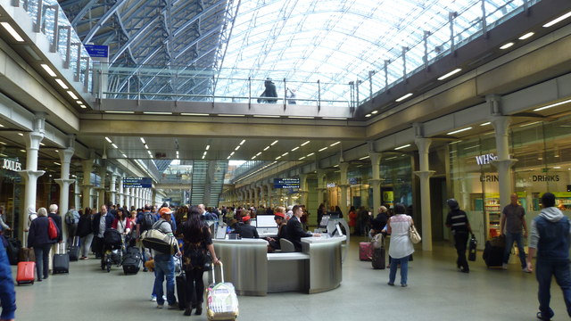 On the concourse below St Pancras railway station
