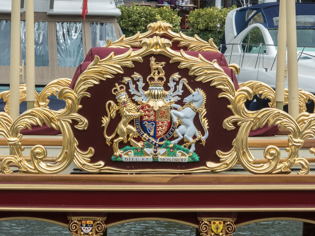 Coat of Arms on the "Gloriana" at  St Katharine Docks, London E1