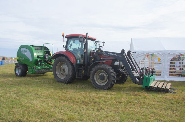Tractor and baler at the Unst Show, Haroldswick