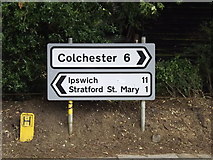 TM0333 : Roadsigns on Ipswich Road by Geographer