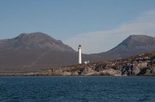 Rubh' a' Mhail lighthouse with the Paps of Jura