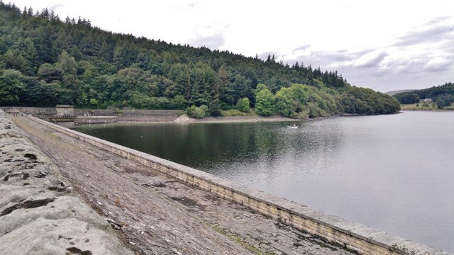 West side of Ladybower Dam and spillway