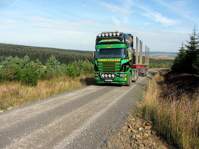 Forestry lorry above Bells Burn