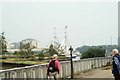 View of Mercedes rounding the corner into the Greenwich Peninsula