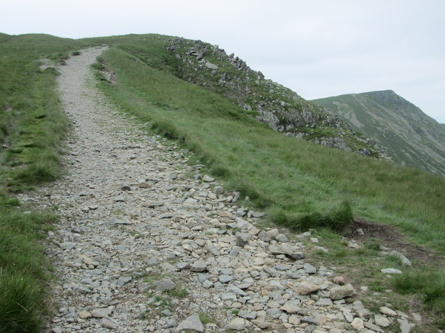 Stony path with Kidsty Pike on the right