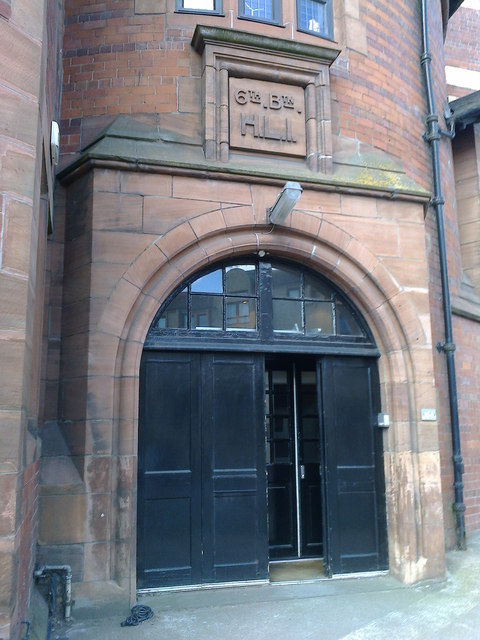 The sign above the door refers to the 6th Battalion, Highland Light Infantry