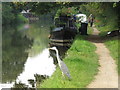 Heron, narrow boat, walker on Grand Union Canal