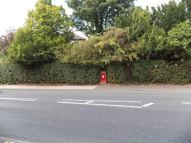 Newly-painted postbox in an Alderley Road hedge in Wilmslow