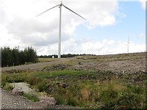 NY0096 : Wind turbines, Forest of Ae by Richard Webb