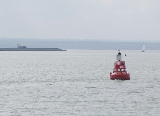The West Blyth channel-marker buoy: view upstream