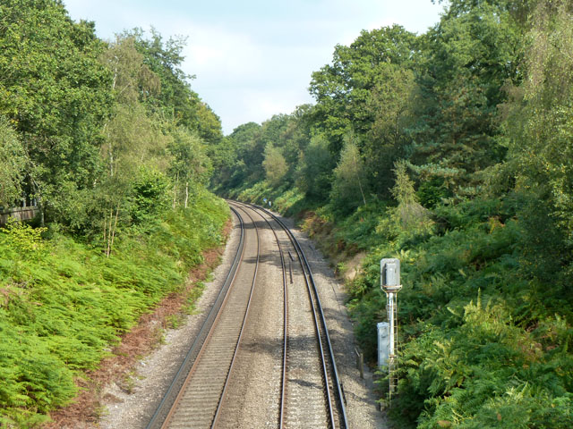 Railway east of Longcross Bridge