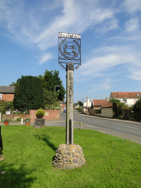 Village sign for Knodishall and Coldfair
