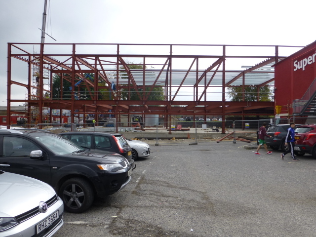 Steel frame, new Supervalu building, Omagh