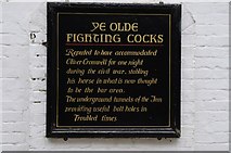 TL1406 : Plaque on Ye Olde Fighting Cocks by Philip Halling
