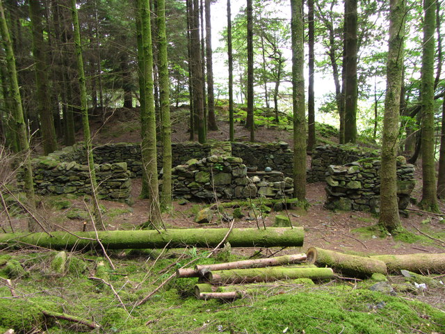 Building remains in Aberglaslyn Woods