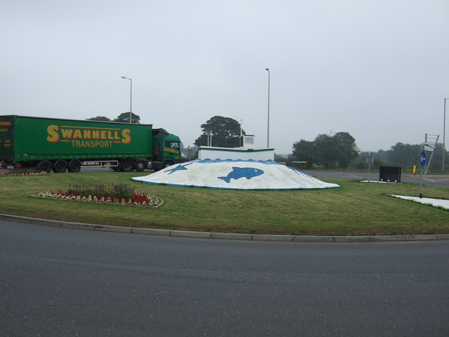 Decorated roundabout near Carnaby